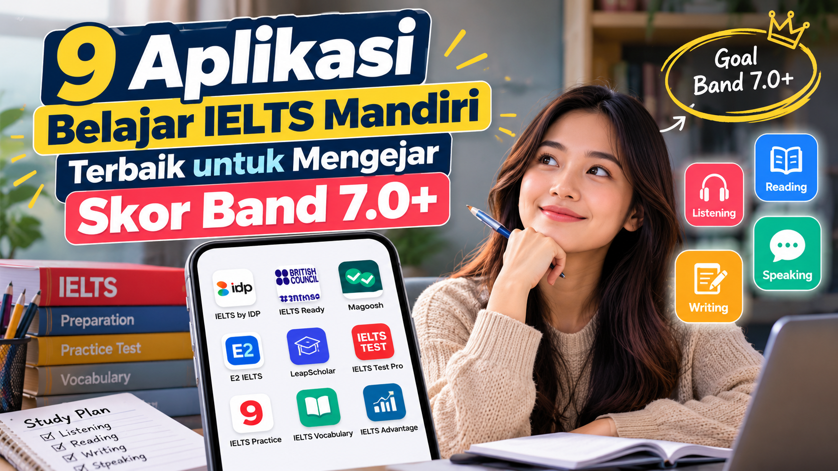 Aplikasi belajar IELTS mandiri terbaik untuk mengejar skor Band 7.0+