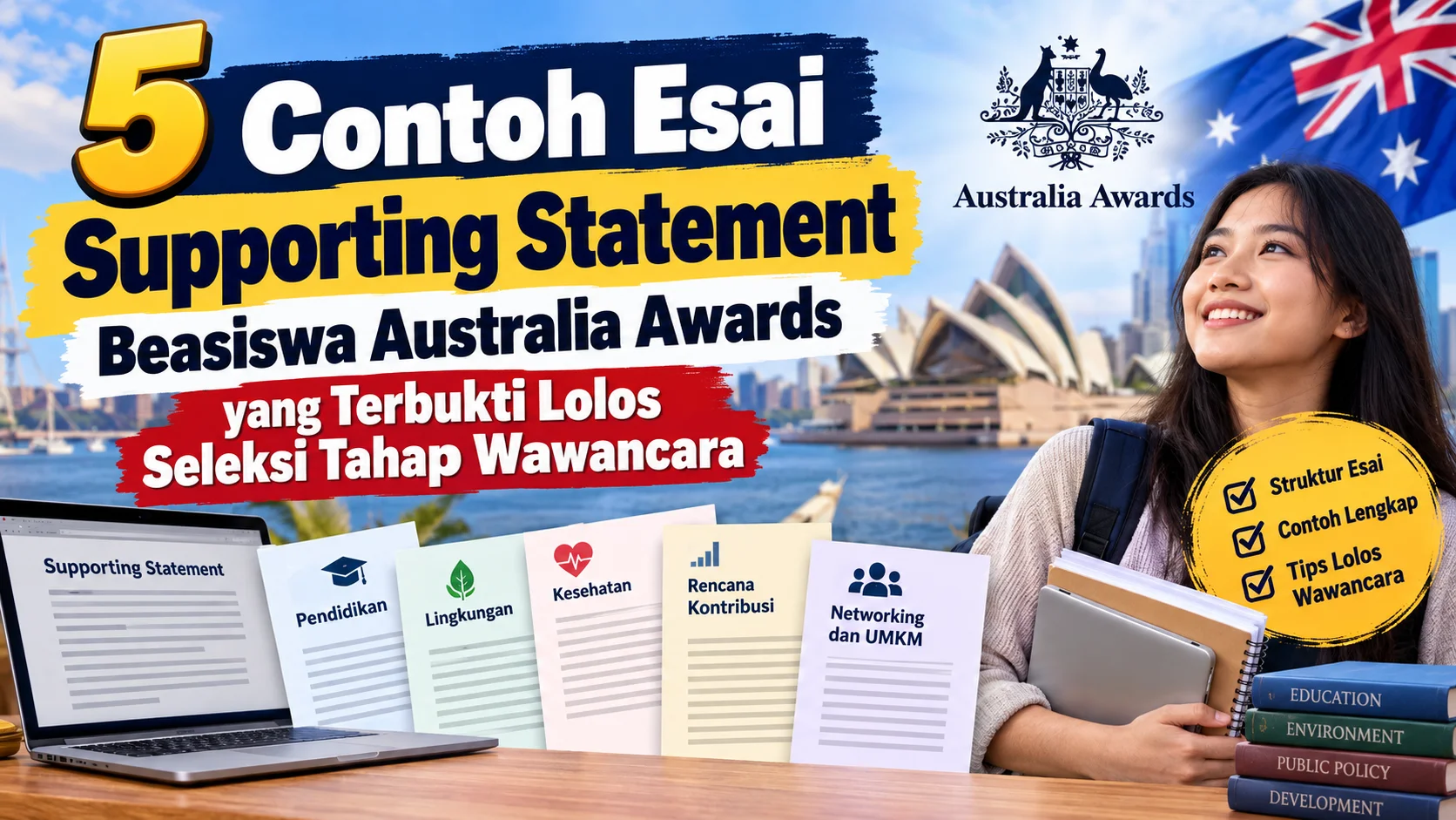 5 Contoh Esai Supporting Statement Beasiswa Australia Awards yang Terbukti Lolos Seleksi Tahap Wawancara